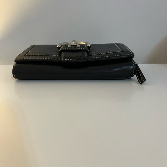 Coach Y2K Vintage Solo Black Leather Wallet with Silver Accents - Picture 3 of 13